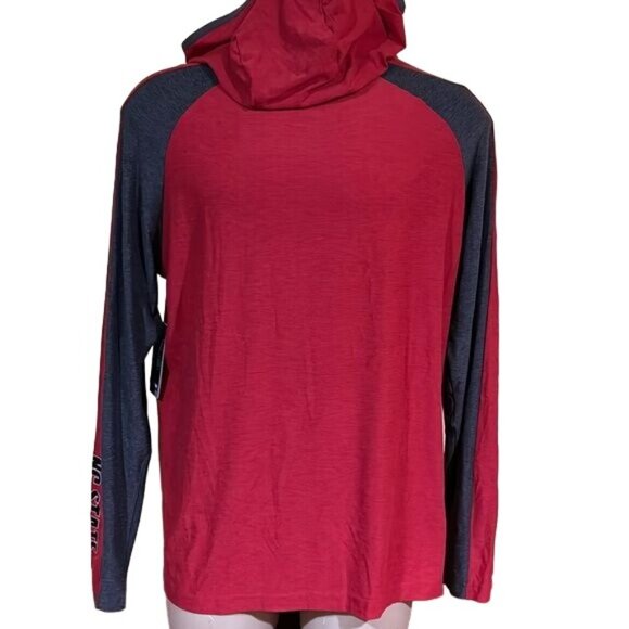 NC State Wolfpack Colosseum Hooded Wind Workout Red Black LS Shirt New - Picture 7 of 9